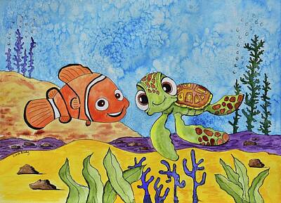 Reptiles Royalty Free Images - Nemo and Squirt Royalty-Free Image by Linda Brody