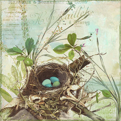 Birds Paintings - Nesting I by Mindy Sommers