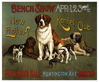 Mammals Mixed Media - New England Kennel Club - Bench Show - Vintage Advertising Poster by Studio Grafiikka