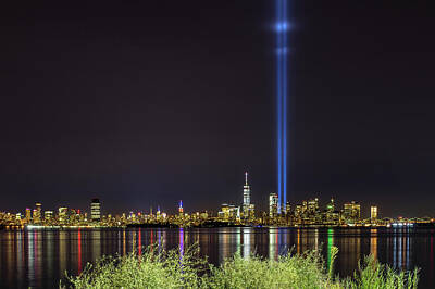 Global Design Shibori Inspired - New York City and the Tribute in Light by Robert Powell