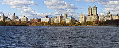 Skylines Rights Managed Images - New York City Sky Line Central Park Reservoir Facing West 3 Royalty-Free Image by Robert Ullmann