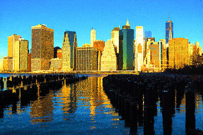 City Scenes Digital Art - New York City Skyline - Impressions Of Manhattan by Georgia Mizuleva