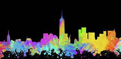 Cities Digital Art - New York City Skyline Silhouette VI by Ricky Barnard