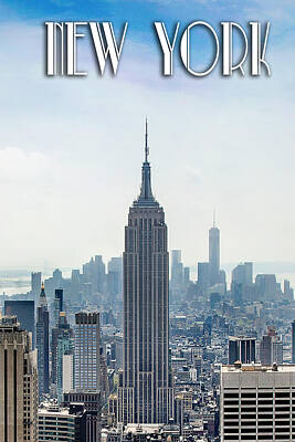 Skylines Photos - New York Classic View With Text by Az Jackson