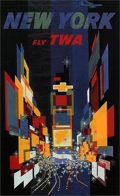 City Scenes Paintings - New York - Geometric Abstract Vintage Poster by Studio Grafiikka