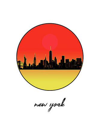Skylines Digital Art - New York Skyline Minimalism 8 by Bekim M