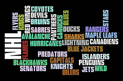 Athletes Digital Art - NHL Team Typography by Ricky Barnard