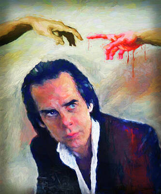 Musicians Mixed Media Rights Managed Images - Nick Cave Royalty-Free Image by Mal Bray