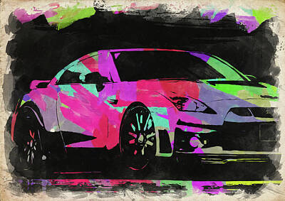 Abstract Skyline Photo Rights Managed Images - Nissan Skyline GTR Watercolor III Royalty-Free Image by Ricky Barnard
