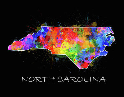 Landmarks Digital Art - North Carolina Color Splatter 2 by Bekim M