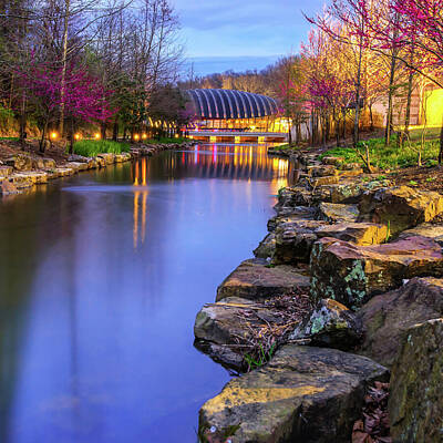 Best Usa Art Royalty-Free and Rights-Managed Images - Northwest Arkansas Crystal Bridges Museum at Dusk - Square Format by Gregory Ballos
