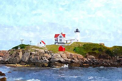 Cargo Boats Rights Managed Images - Nubble Light NLWC Royalty-Free Image by Jim Brage