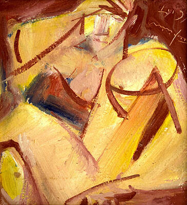 Surrealism Paintings - Nude in Yellow by Nikolay Malafeev