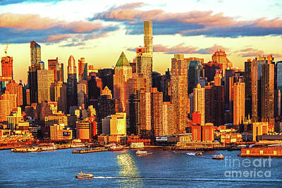 Female Outdoors Royalty Free Images - NYC West Side Skyscrapers at Sundown Royalty-Free Image by Regina Geoghan