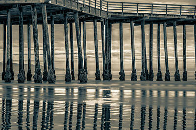 Beach Royalty-Free and Rights-Managed Images - Ocean Pier at Sunset - Nautical Prints in Sepia by Gregory Ballos