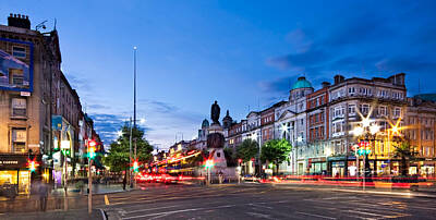 Animals And Earth - O Connell Street and Dublin Spire at Night by Barry O Carroll