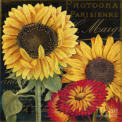 Sunflowers Paintings - October Sun I by Mindy Sommers