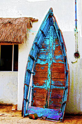 Vintage College Subway Signs Color - Old Blue Boat - Mexico by Susan Vineyard