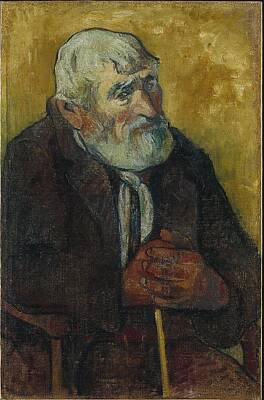 Cities Paintings - Old Man with a Stick by Paul Gauguin Paris