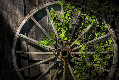 Spot Of Tea Royalty Free Images - Old Wooden Wagon Wheel Royalty-Free Image by Randall Nyhof