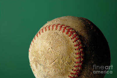 Baseball Photos - Old Worn Baseball Leather Texture for Sport by Lane Erickson