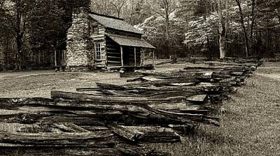 Prescription Medicine - Oliver Cabin Among The Dogwood Of The Great Smoky Mountains National Park II In Sepia by Carol Montoya