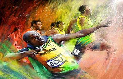 Piano Keys - Olympics 100 m Gold Medal Usain Bolt by Miki De Goodaboom