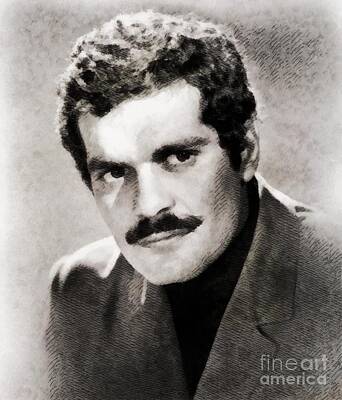 Celebrities Royalty-Free and Rights-Managed Images - Omar Sharif, Vintage Actor by John Springfield by Esoterica Art Agency