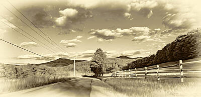 Barnyard Animals Rights Managed Images - On the Road in WV - Panorama - Sepia Royalty-Free Image by Steve Harrington