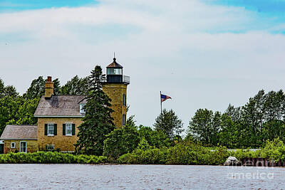 Black And White Rock And Roll Photographs - Ontonagon Lighthouse by Wesley Farnsworth