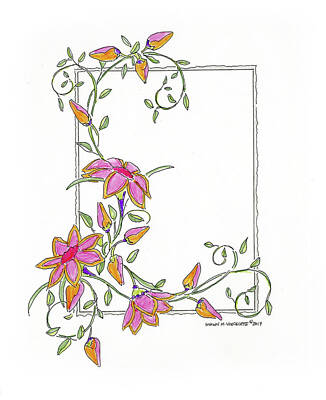 Floral Drawings Rights Managed Images - Orange and Pink Royalty-Free Image by Shawn Vincelette