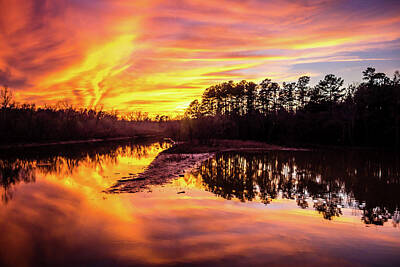 Latidude Image - Orange Sunset Over Lake by Alex Grichenko