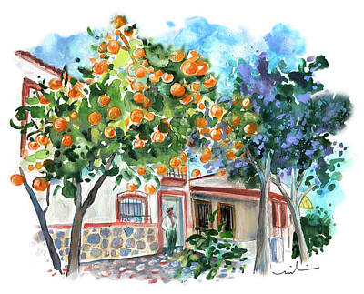 Halloween - Orange Tree And Jacaranda In Turre In Andalucia by Miki De Goodaboom