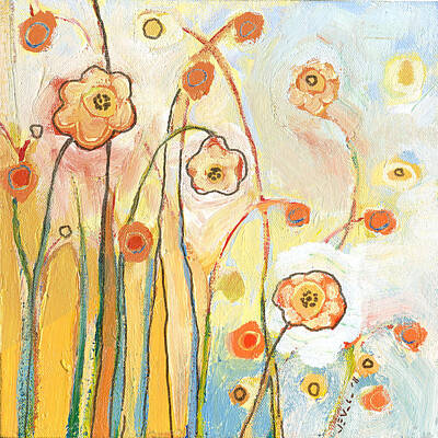 Floral Paintings - Orange Whimsy by Jennifer Lommers