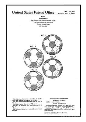 Athletes Mixed Media - Original 1964 Vintage Soccer Ball Patent  by Doc Braham
