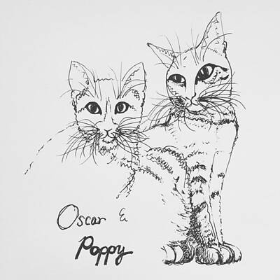 Best Sellers - Portraits Drawings - Oscar and Poppy by Pookie Pet Portraits