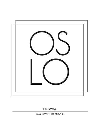 City Scenes Mixed Media Rights Managed Images - Oslo, Norway - City Name Typography - Minimalist City Posters Royalty-Free Image by Studio Grafiikka
