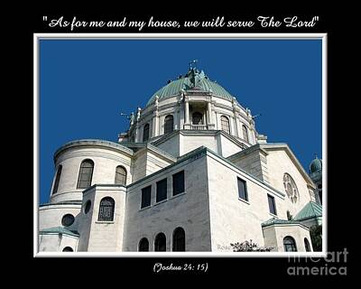 Roses Photos - Our Lady of Victory Basilica with Bible Quote by Rose Santuci-Sofranko