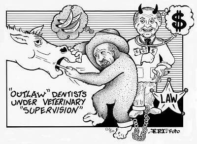 Politicians Drawings Rights Managed Images - Outlaw Cowboy Horse Dentists Royalty-Free Image by Dawn Sperry