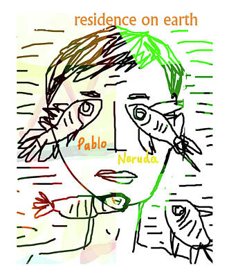 Fantasy Drawings Rights Managed Images - Pablo Neruda Poster  Royalty-Free Image by Paul Sutcliffe