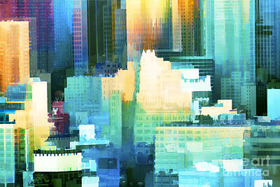 Abstract Skyline Photos - Painted City Abstract by Regina Geoghan
