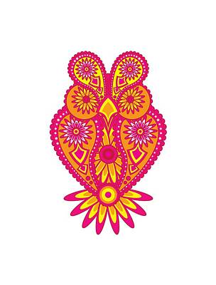 Jolly Old Saint Nick - Paisley Pattern Owl Color Illustration by Jit Lim