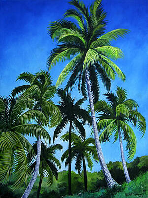 Moody Trees - Palm Trees Under a Blue Sky by Juan Alcantara