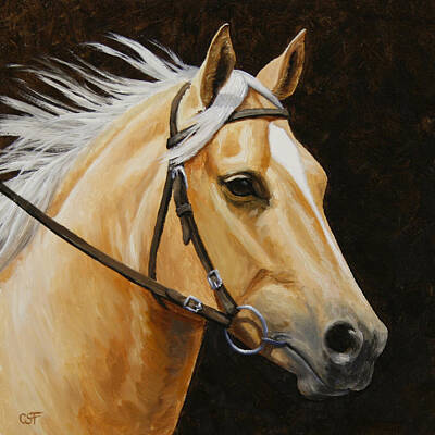 Best Sellers - Animals Paintings - Palomino Horse Portrait by Crista Forest