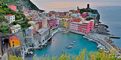 Lamborghini Cars - Panorama of Vernazza in Cinque Terre by Frozen in Time Fine Art Photography