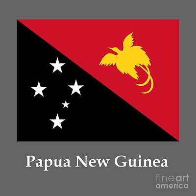 Ps I Love You Rights Managed Images - Papua New Guinea Flag And Name Royalty-Free Image by Frederick Holiday