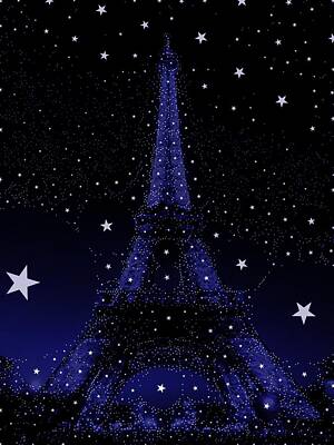 Impressionism Digital Art Royalty Free Images - Paris at Night Royalty-Free Image by Esoterica Art Agency