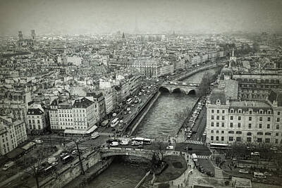 Paris Skyline Royalty Free Images - Paris Cityscape BW Royalty-Free Image by Joan Carroll