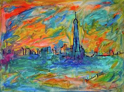 Paris Skyline Paintings - Paris Edge by Kendall Kessler