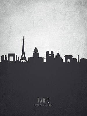 Recently Sold - Paris Skyline Paintings - Paris France Cityscape 19 by Aged Pixel